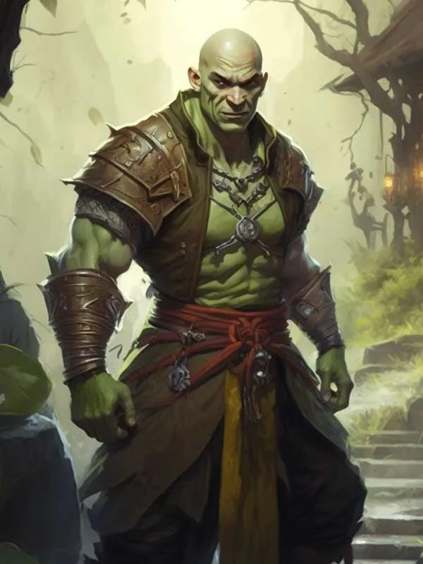 Un orc à la peau verte, en armure de cuir