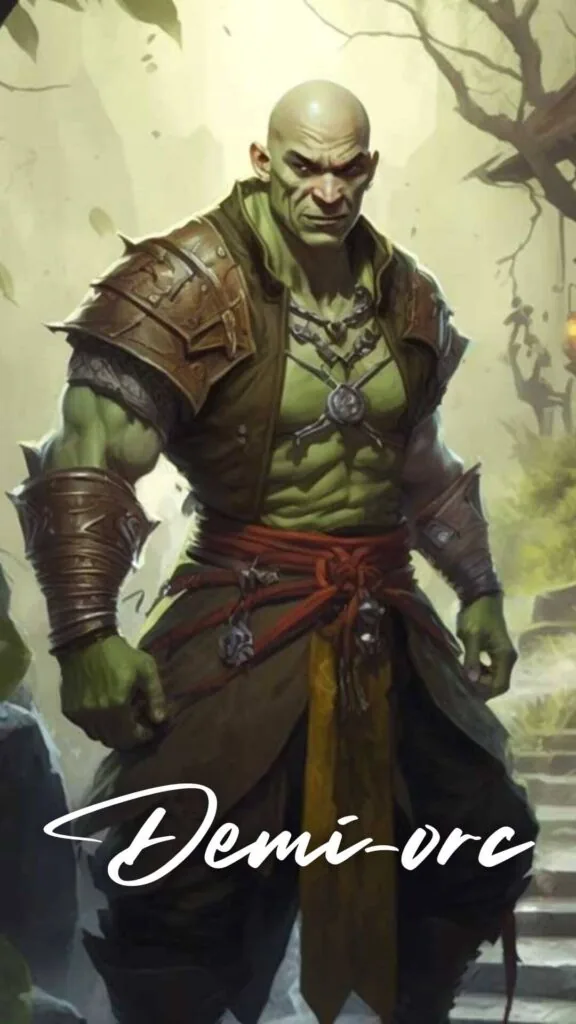 Un demi-orc à la peau verte, en armure de cuir